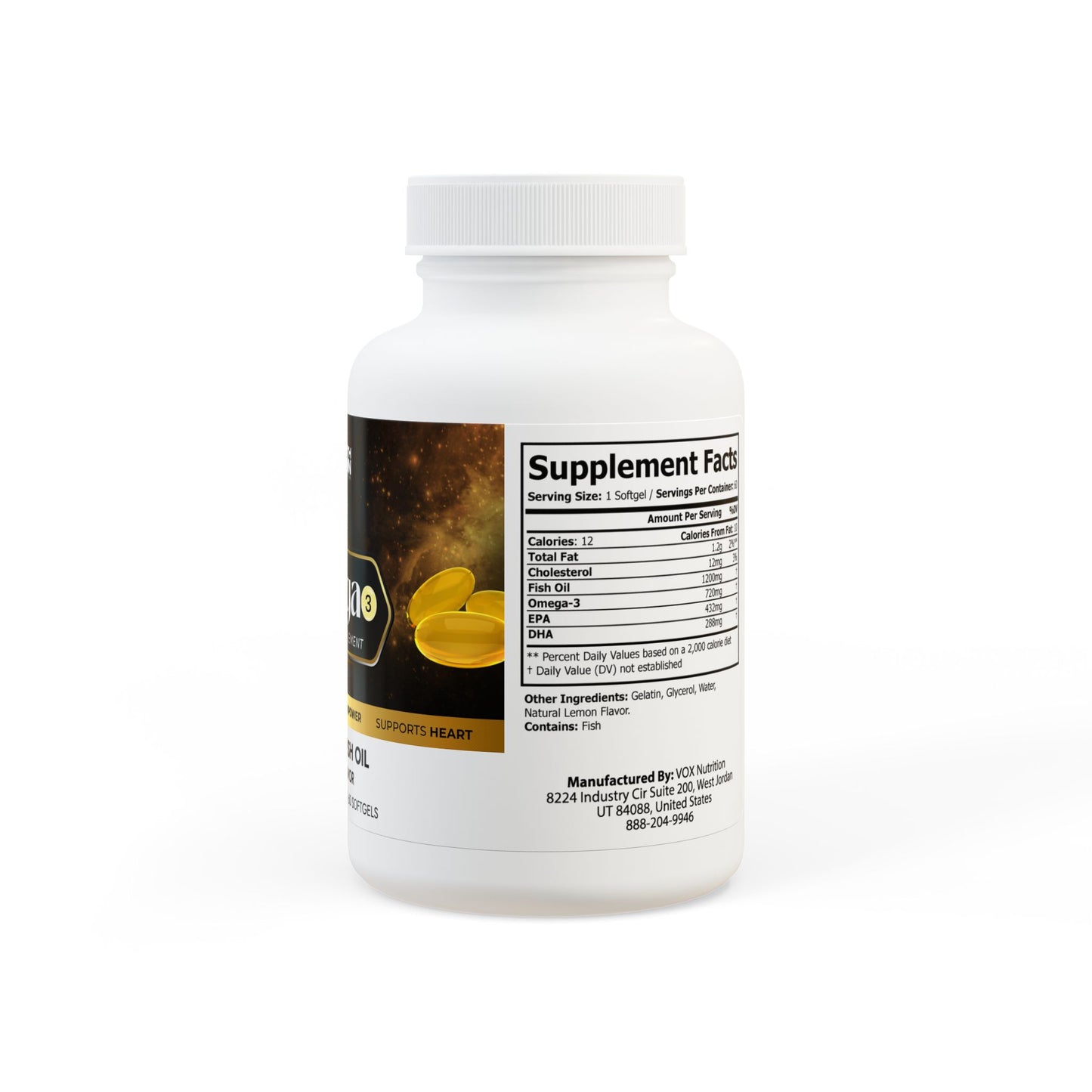 Omega 3 Fish Oil Supplement (60 Softgels)